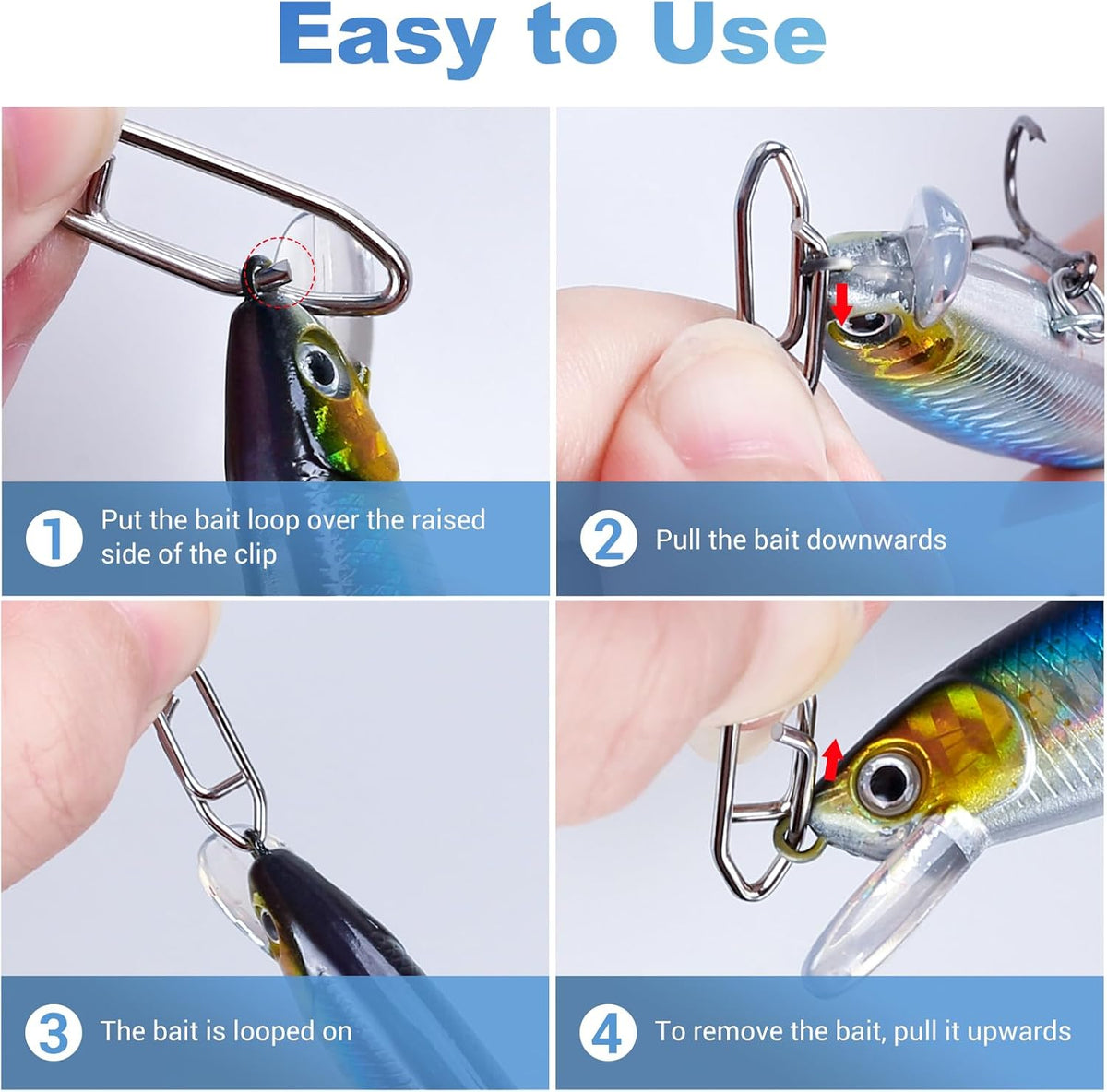 300Pcs Fishing Swivels in 5 Sizes, Fishing Speed Clips for Fishing Lures with a Storage Box, Micro Swivels for Fly Fishing, High Strenth Stainless Steel for Saltwater Fishing