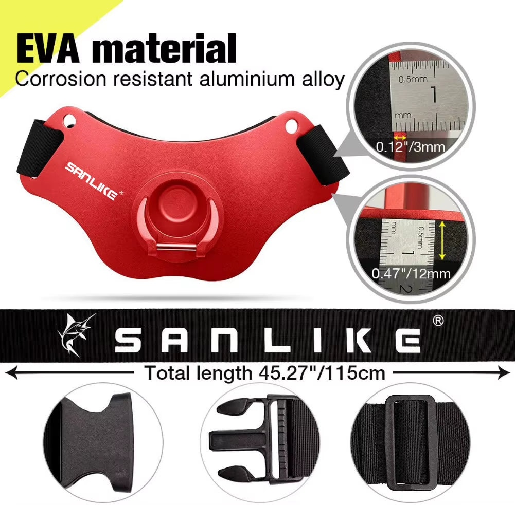 Fishing Rod Holder Aluminum Fighting Belt - Adjustable Carbon Fiber Waist Belt with Stand-Up Gimbal Padded