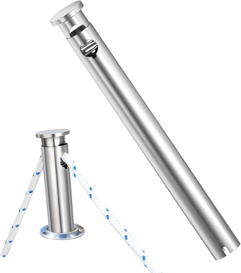 304 Stainless Steel Boat Fender Holder, Adjustable Flush Mount Rod Holder Insert for Fender Lines, 15° Marine Fender Cleat for Pontoon, Yacht, Docking