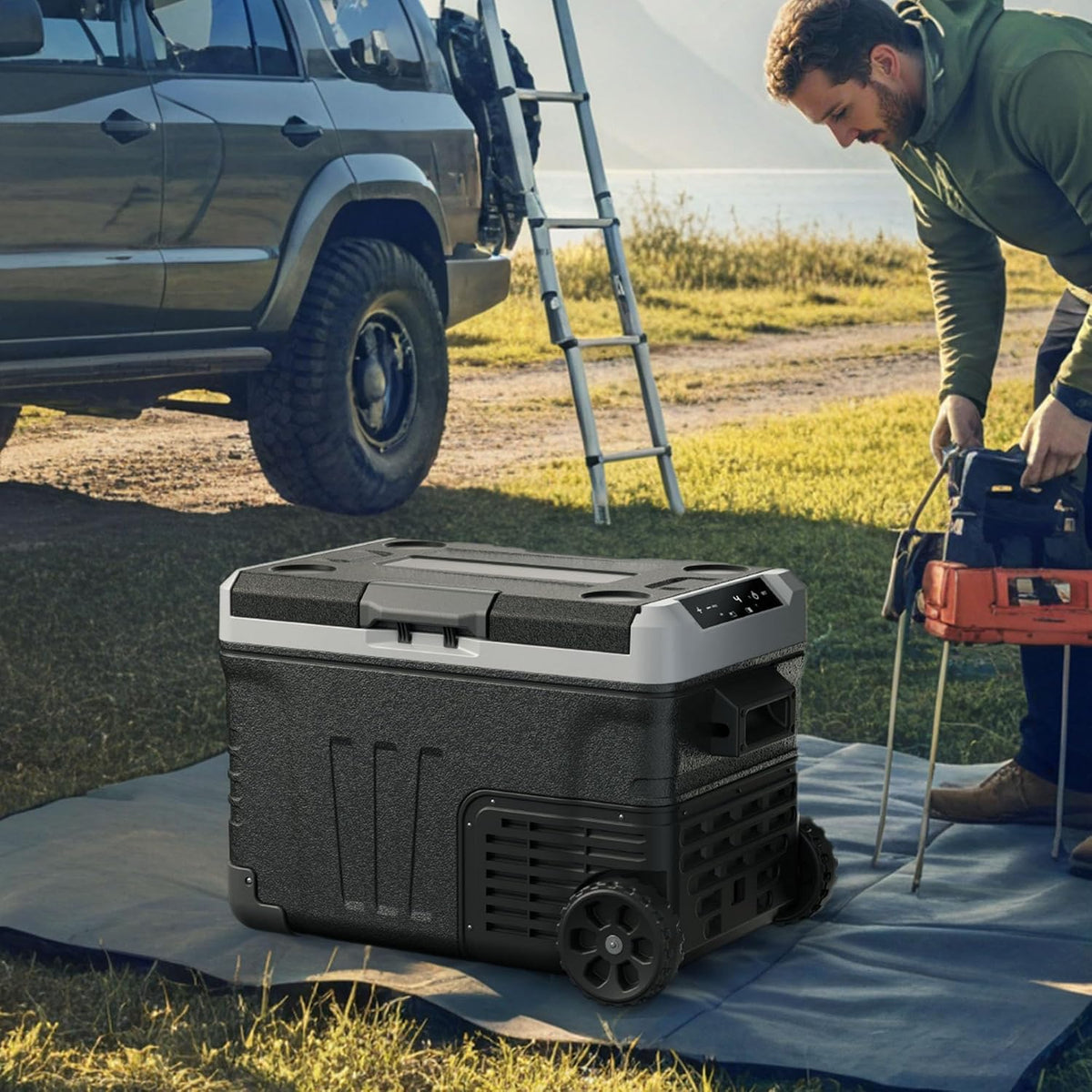 53QT 12 Volt Refrigerator, -4℉~68℉ Portable Freezer, for Car