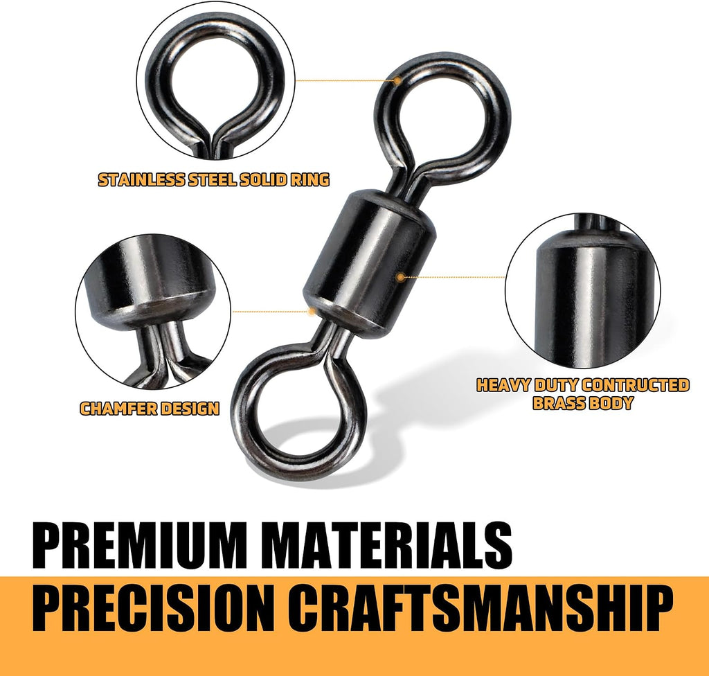 Fishing Swivels Rolling Barrel Swivels High Strength Stainless Steel Rolling Swivels Fishing Hook Line Connector Tackle Accessories