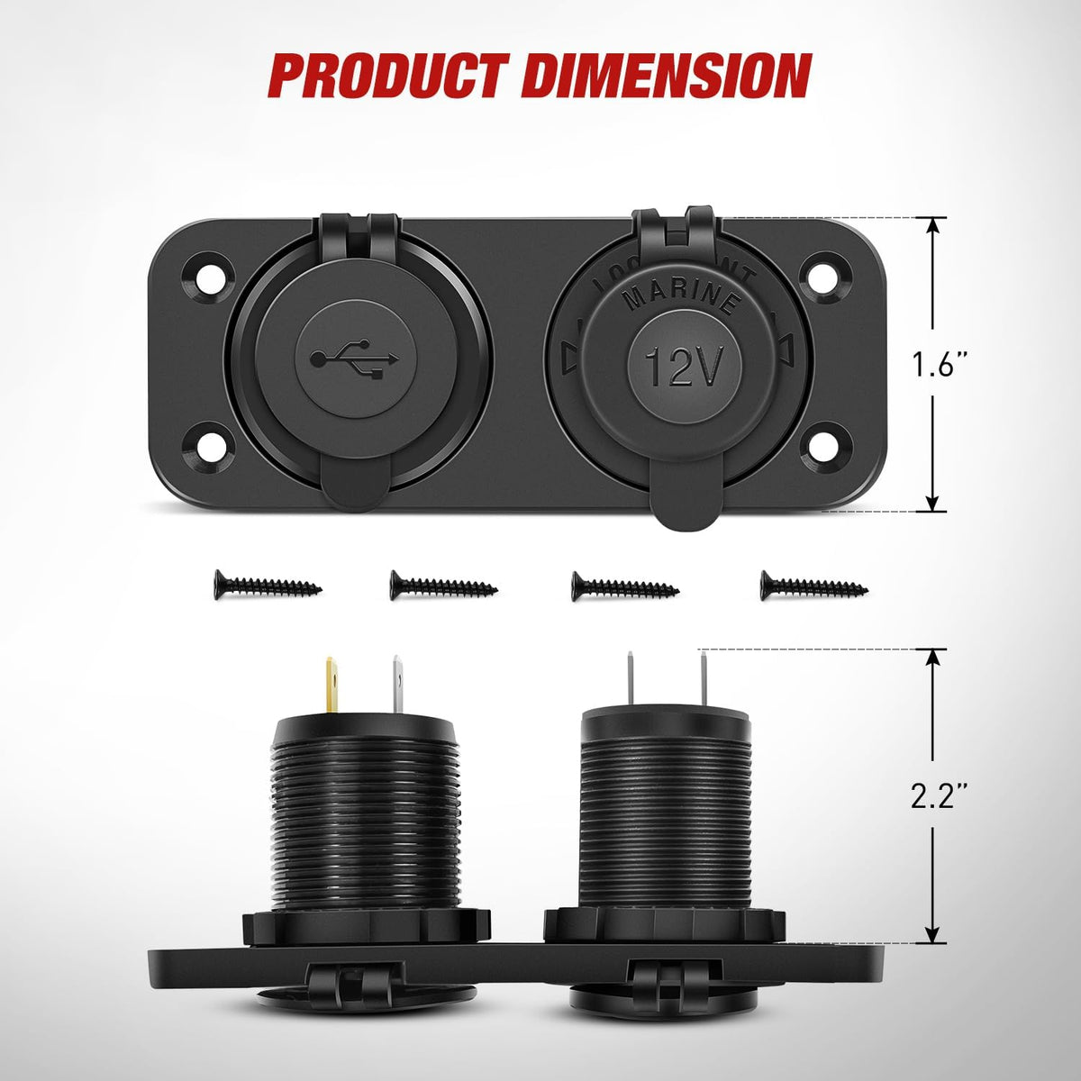USB Charger and Cigarette Lighter Socket Outlet Panel Pre-Wired