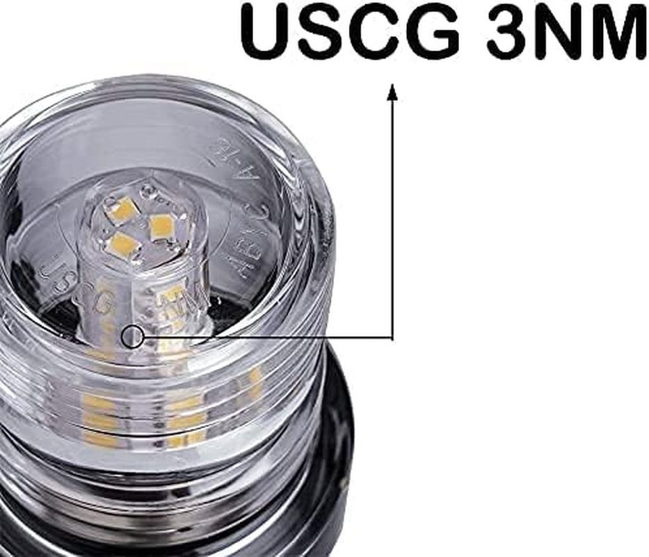 Boat Anchor Light 3-Nautical Mile White LED Fold down Stern Light for Pontoon and Fishing Boat All round 360° White LED 12-24V (9" Foldable)