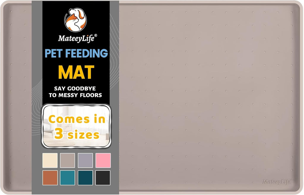 Silicone Cat & Dog Food Mat for Floors Waterproof, Anti-Slip Dog Bowl Mats for Food and Water, Pet Feeding Mats with Lip to Prevent Spills, Pet Placemat for Messy Drinkers to Protect Floors