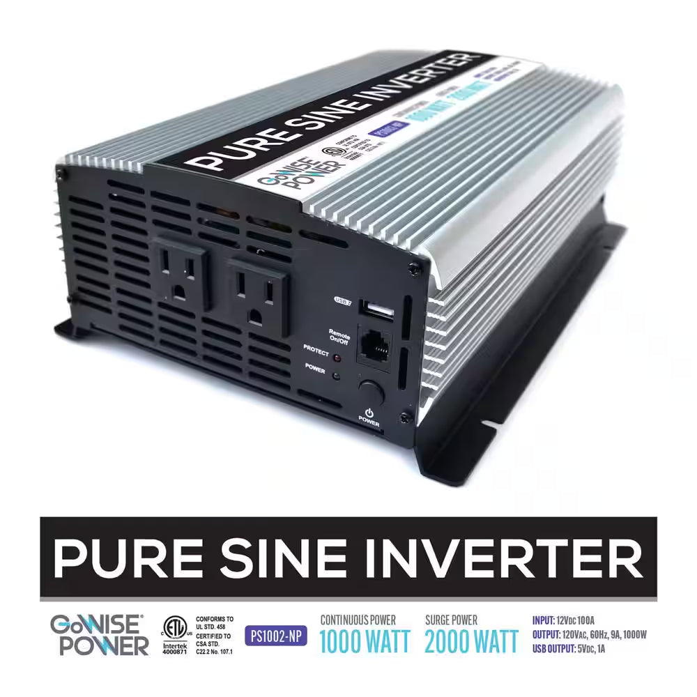 1,000-Watt Continuous/2,000-Watt Peak Pure Sine Wave Inverter