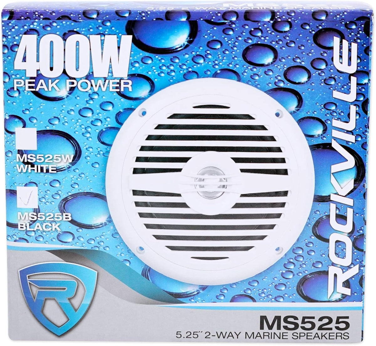 MS525B Black 5.25" 2-Way Waterproof Marine Boat Speakers, Pair