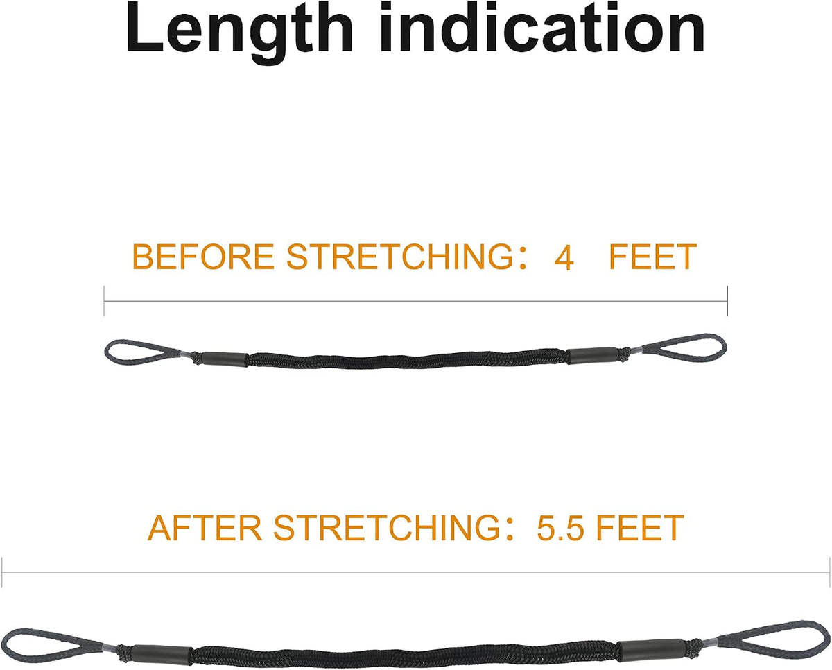 Bungee Dock Line for Boats 4FT Stretchable Boat Dock Lines with Built-In Bungee Cord Foam Floats Quick Dock Rope for Jet Ski Pontoon Kayak Elastic Boat Docking Line Boating Gifts for Men 4P Black