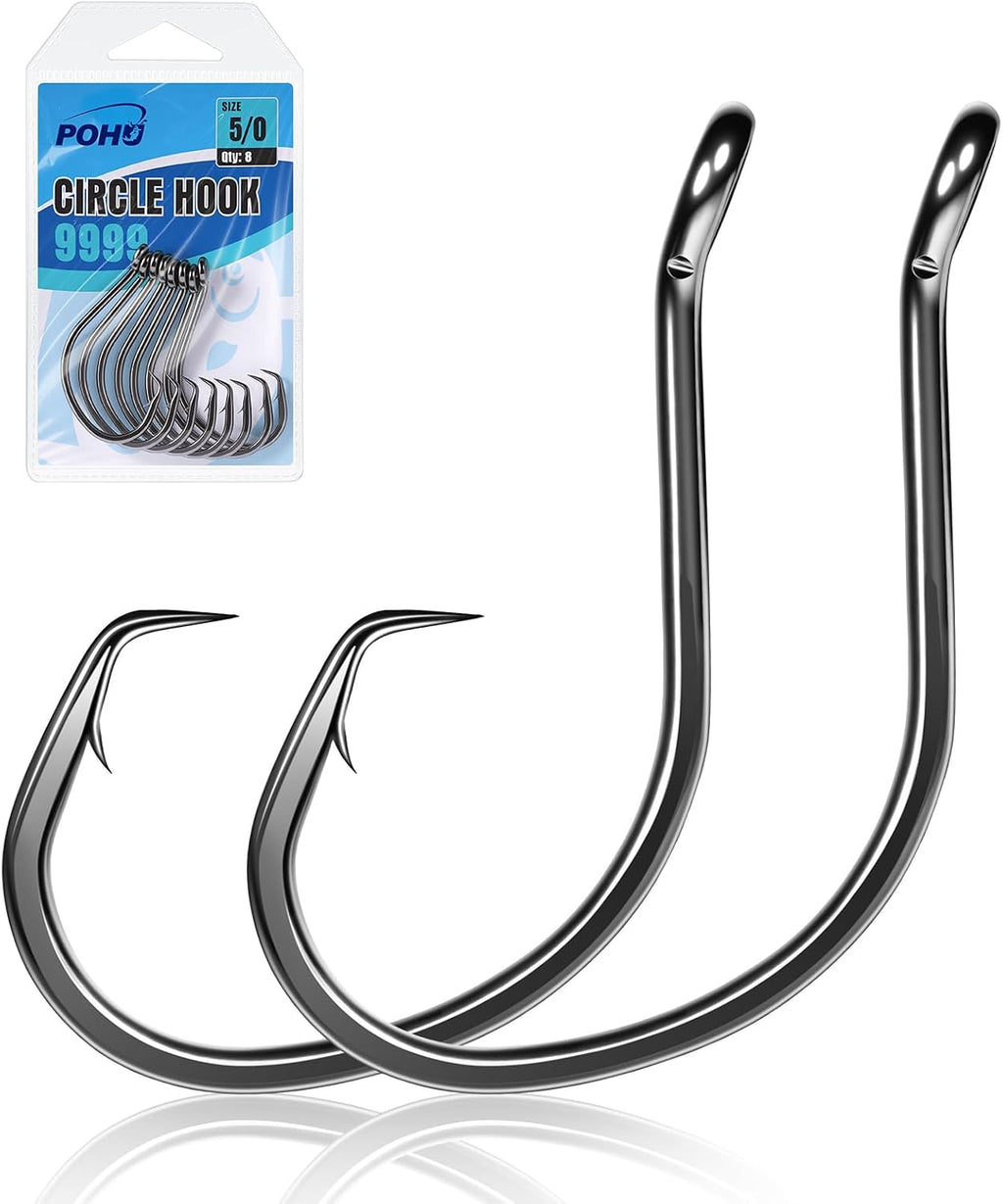 Circle-Hooks-For-Catfish,4X Strong Live Bait Non-Offset Wide Gap Hook