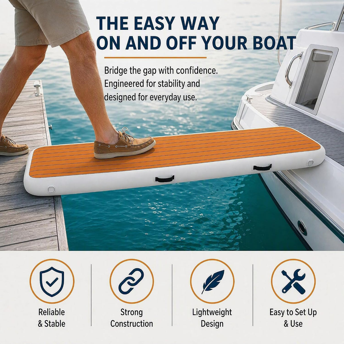 6.6Ft Inflatable Gangway for Boats and Yachts, Inflatable PVC Boat Floating Dock, Easy Setup for Marine Use