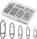 300Pcs Fishing Swivels in 5 Sizes, Fishing Speed Clips for Fishing Lures with a Storage Box, Micro Swivels for Fly Fishing, High Strenth Stainless Steel for Saltwater Fishing