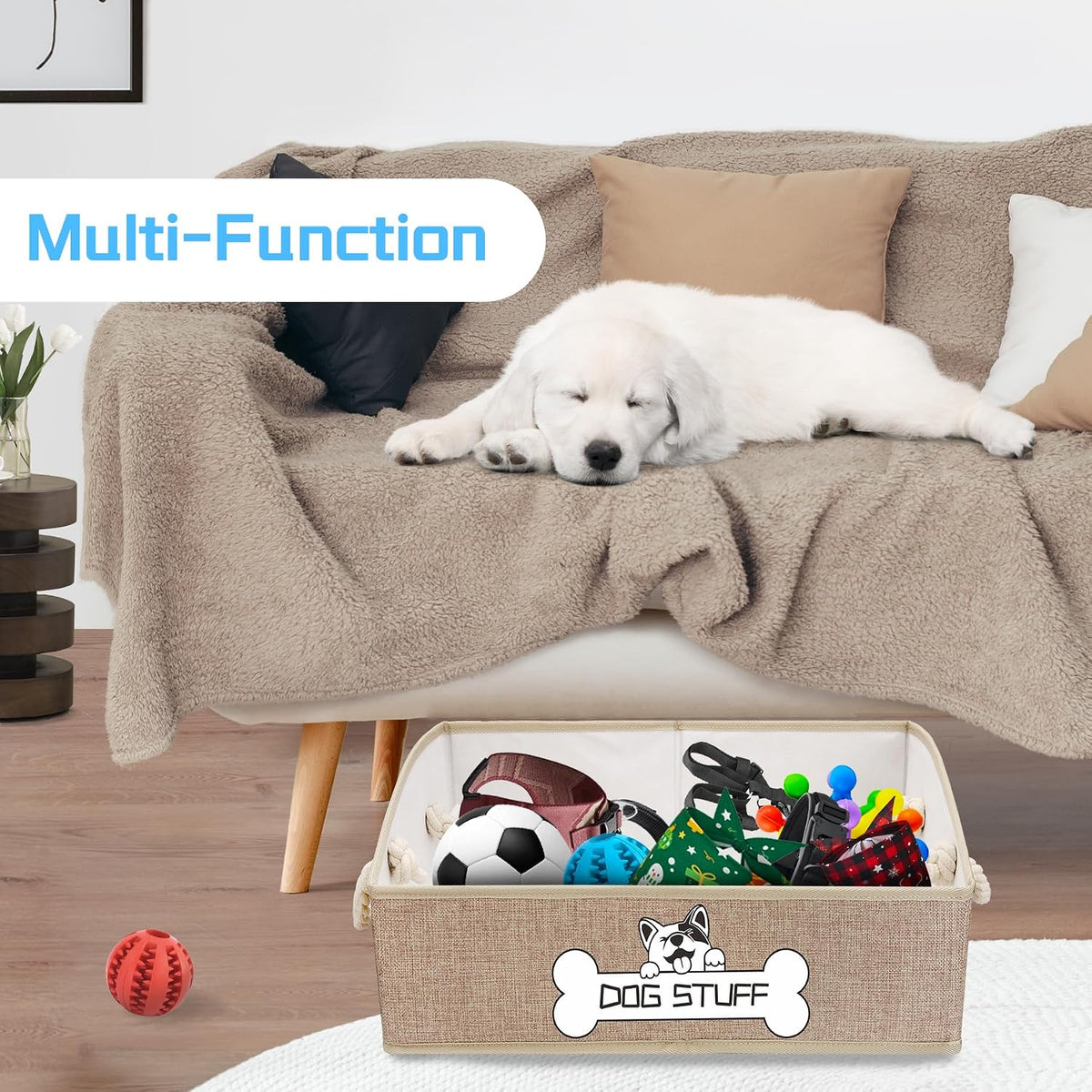 Dog Toy Basket, Storage Bin, Collapsible Box for Pet Accessories