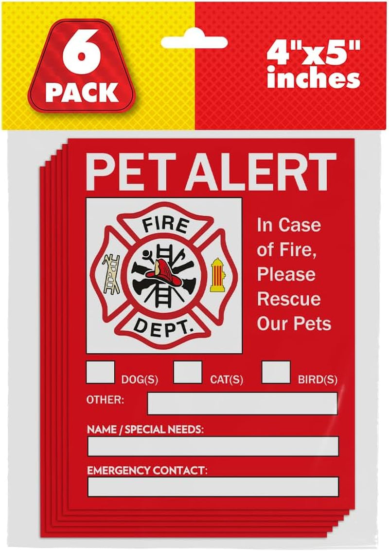 Pet Alert Safety Fire Rescue Sticker - save Dogs inside Emergency Home Sign