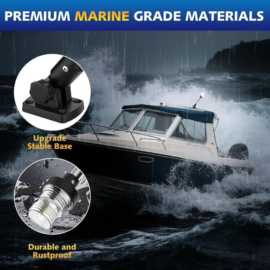 9 Inches Anchor Light Stern Light for Boats, White Boat Navigation Lights LED Waterproof IP67, Rear LED Marine Running Lights for Pontoon, Jon Boat, Fishing Boats