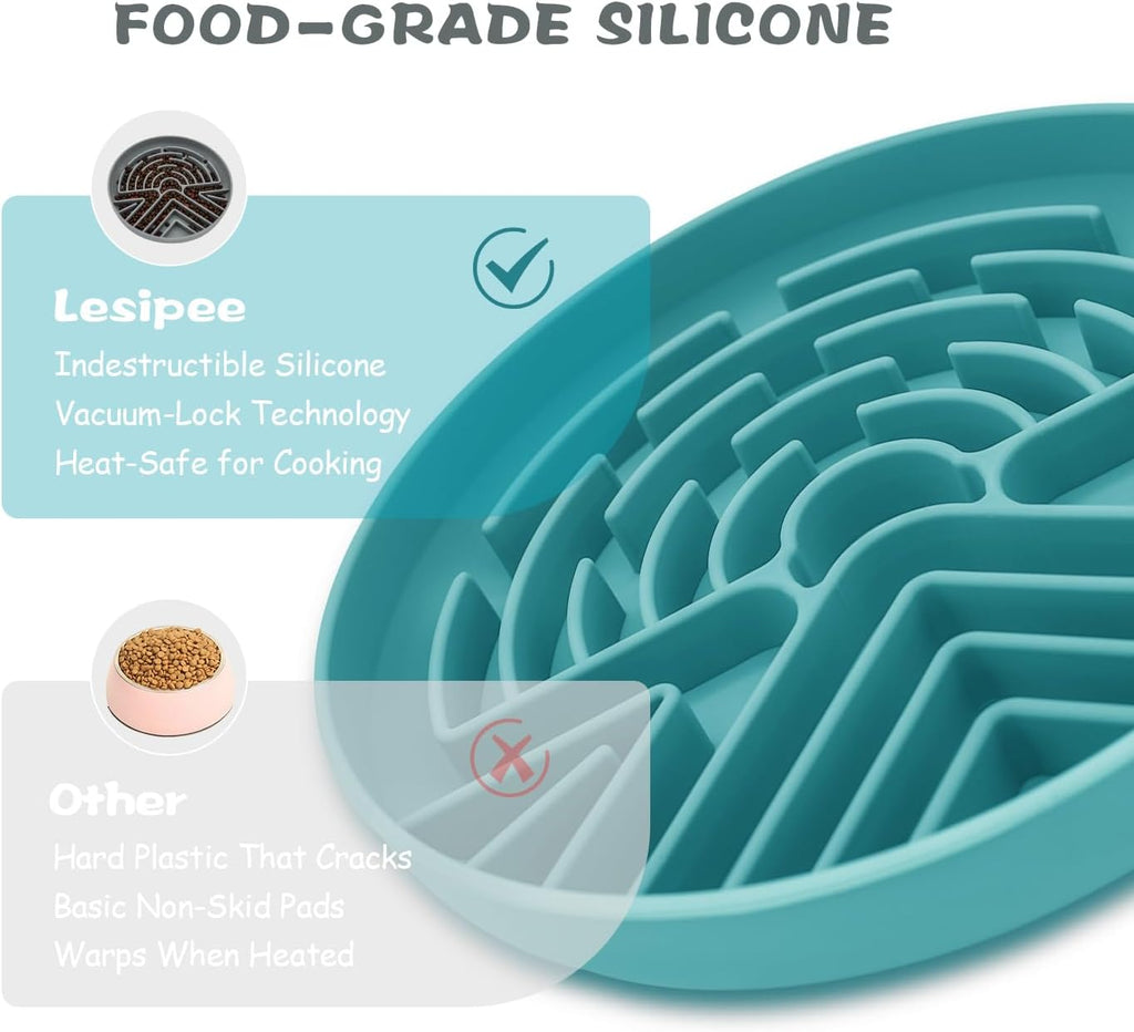 Slow Feeder Dog Bowl for Large & Small Pets, anti Choking Puzzle Dog Food Lick Mat with Non-Slip Base, Interactive Pet Slow Eating, Silicone Licking Mat Cat Feeding Bowl for Puppies & Cats