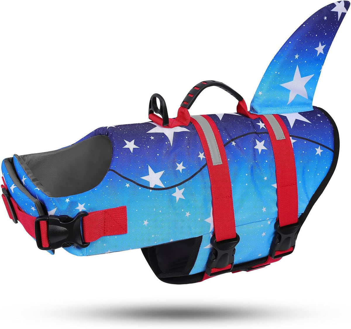 Dog Life Jacket - Pet Safety Vest for Swimming & Boating, Shark Life Jacket with Floatation, Dog Lifesavers Swimsuits for Small Medium Large Dogs (Gradstar, L)