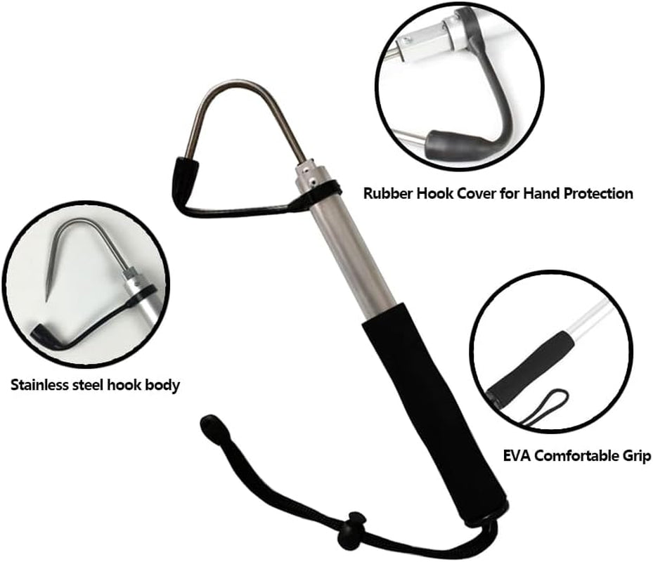 Telescopic Fish Gaff with Stainless Sea Fishing Spear Hook Tackle
