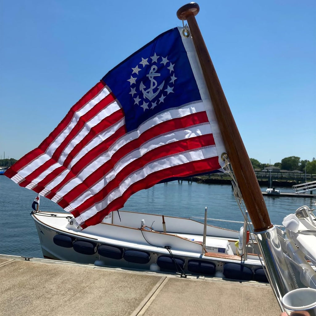American Yacht Ensign Flag 12X18 Inch Embroidered US Yacht Ensign Nautical Boat Flags with 2 Brass Grommets Yacht Marine Boat