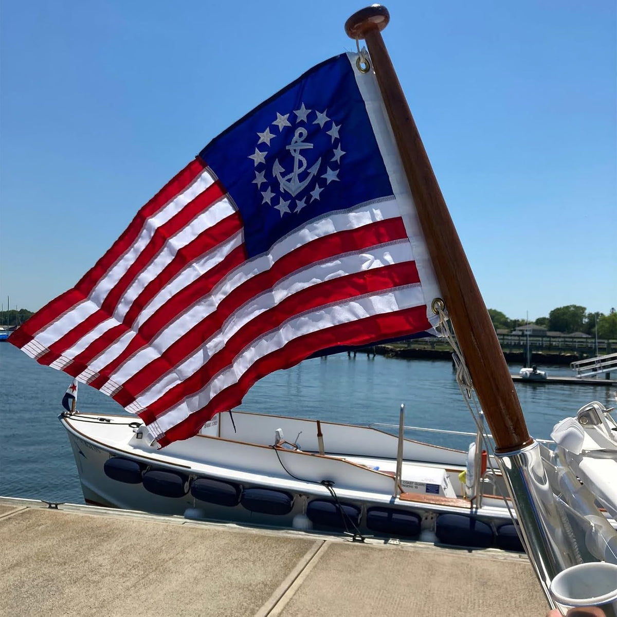 American Yacht Ensign Flag 12X18 Inch Embroidered US Yacht Ensign Nautical Boat Flags with 2 Brass Grommets Yacht Marine Boat