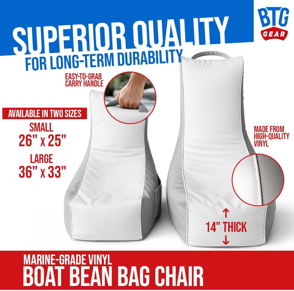 Bean Buoy Chair for Boats | Large Bean Bag 36"X33" | Marine-Grade Vinyl Deck Seat Bean Bag | Waterproof | for Fishing Boat & Deck Lounge