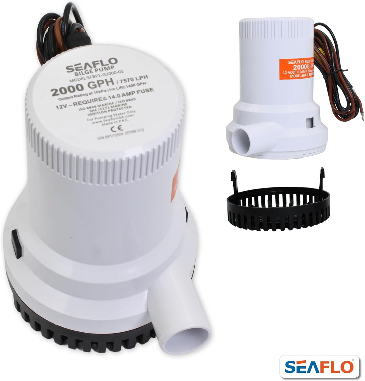 01 Series 2000 GPH Bilge Pump – 12V, 1-1/8" Outlet, Marine Submersible Pump with Anti-Airlock Protection, CE & Rohs Certified, 4-Year Warranty | Reliable for Boats and Marine Applications