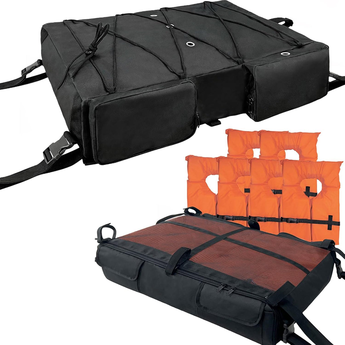 T-Top Storage Bag, Boat Life Jacket Storage Bag for 4 to 6 Type II Life Jackets,Heavy Duty Marine Grade 600D Oxford Storage Bag