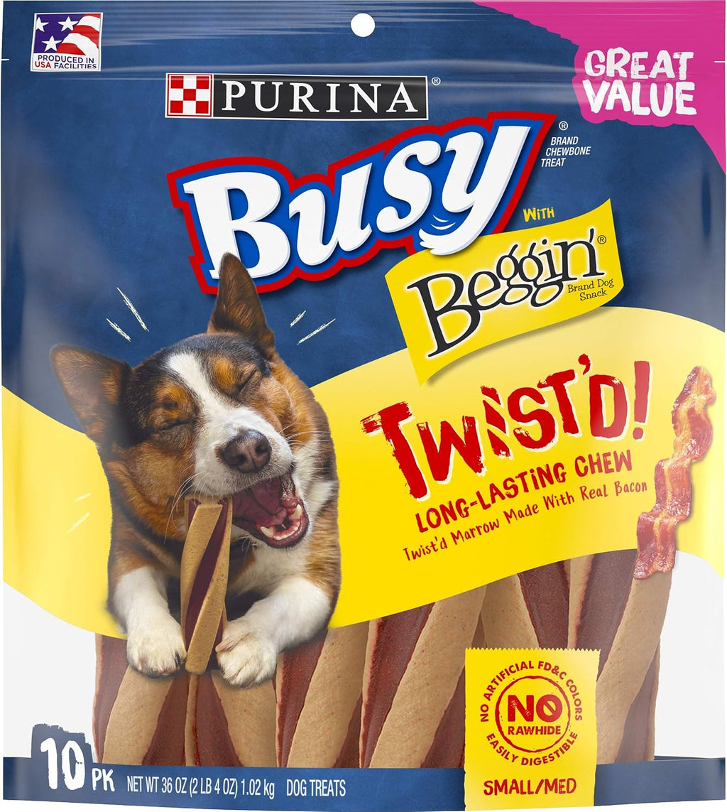 with Beggin Twisted Dog Treats, with Real Bacon, 10 Ct Pouch