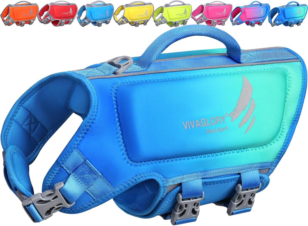 Dog Life Vest High Buoyancy Dog Swim Vest, M, Turquoise
