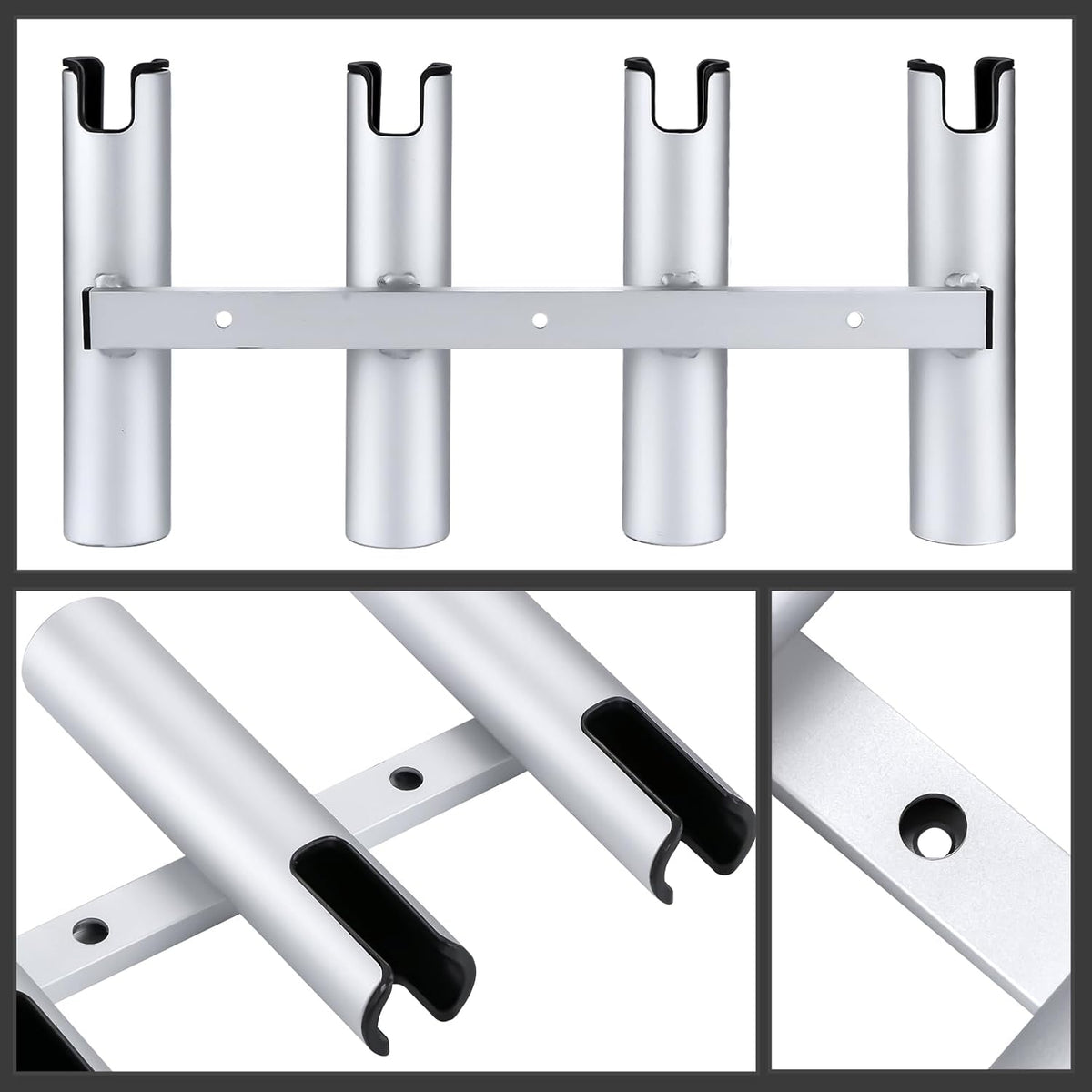 Aluminum Fishing Boat Rod Holder,3/4 Link Tube Aluminum Rod Rack, Suit Boats & Yacht ,Silver