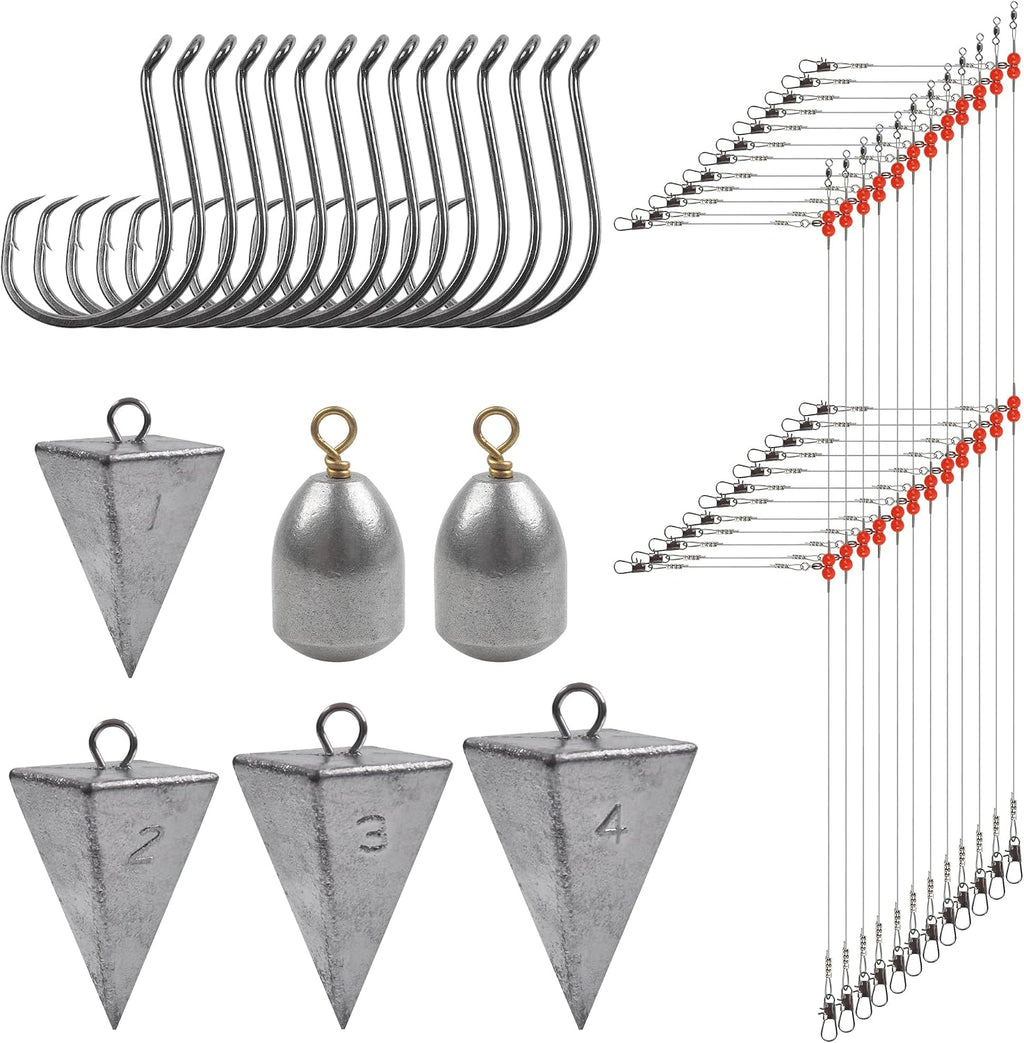 Fishing Leaders,Fish Line Stainless Steel Wire with Swivels Snap Connect Saltwater Surf Fishing Gear and Equipment Tackle Kit for Lures Bait Rig or Hooks