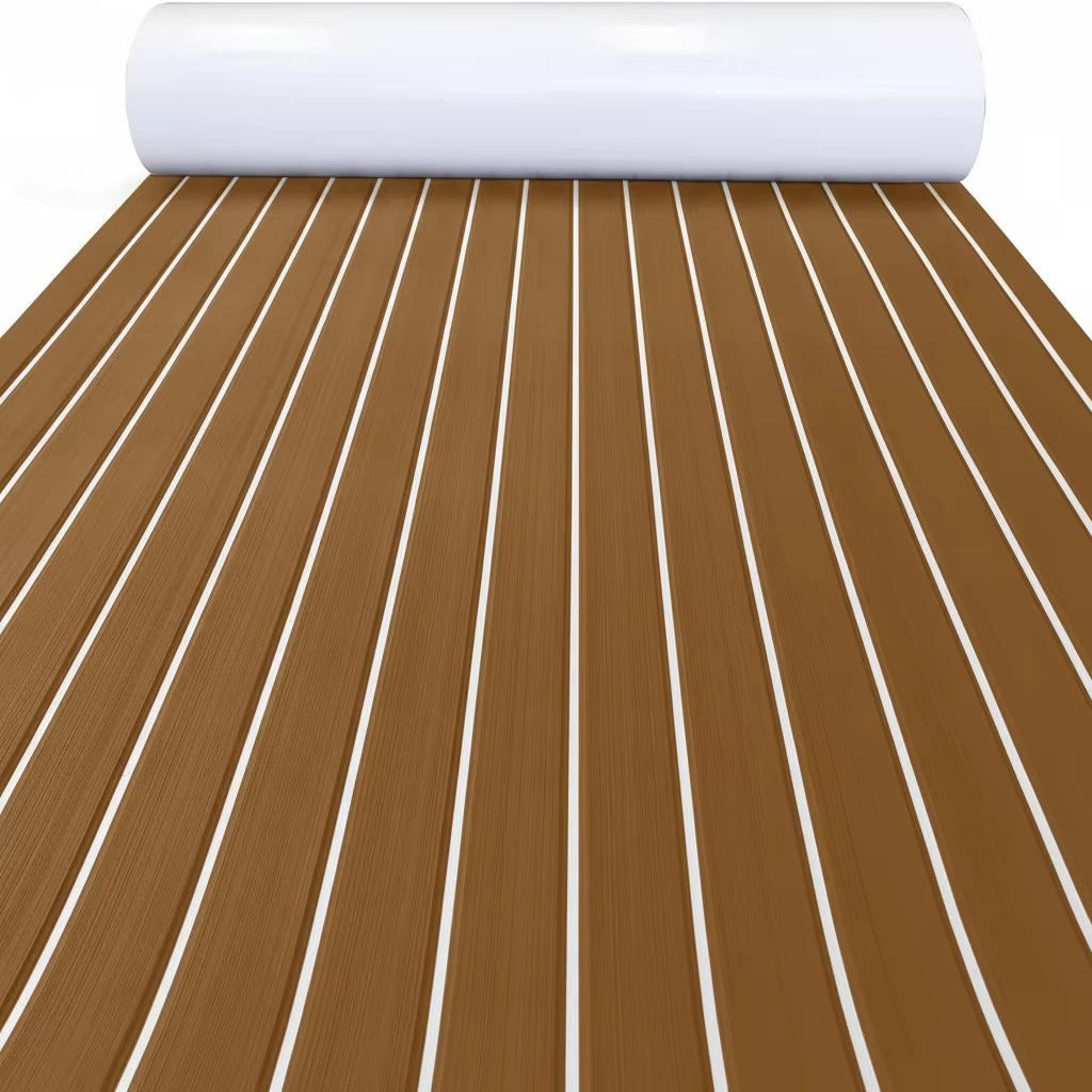 2400*450Mm EVA Foam Boat Decking Sheet Mat Anti-Skid Faux Teak Yacht Marine Flooring Pad Accessories Self-Adhesive Vehicle Pad