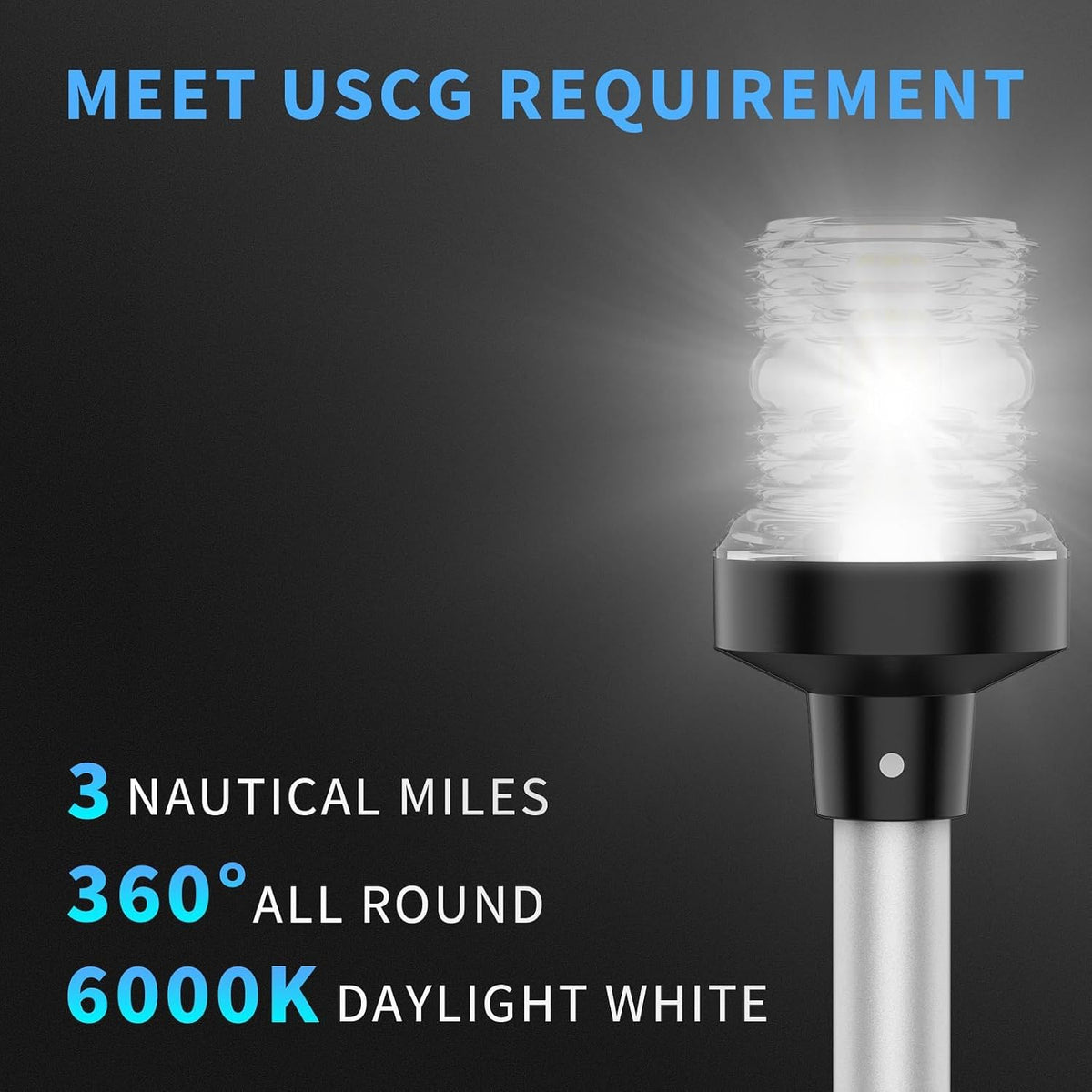 LED Boat Stern Lights, 3NM LED Anchor Light with Base
