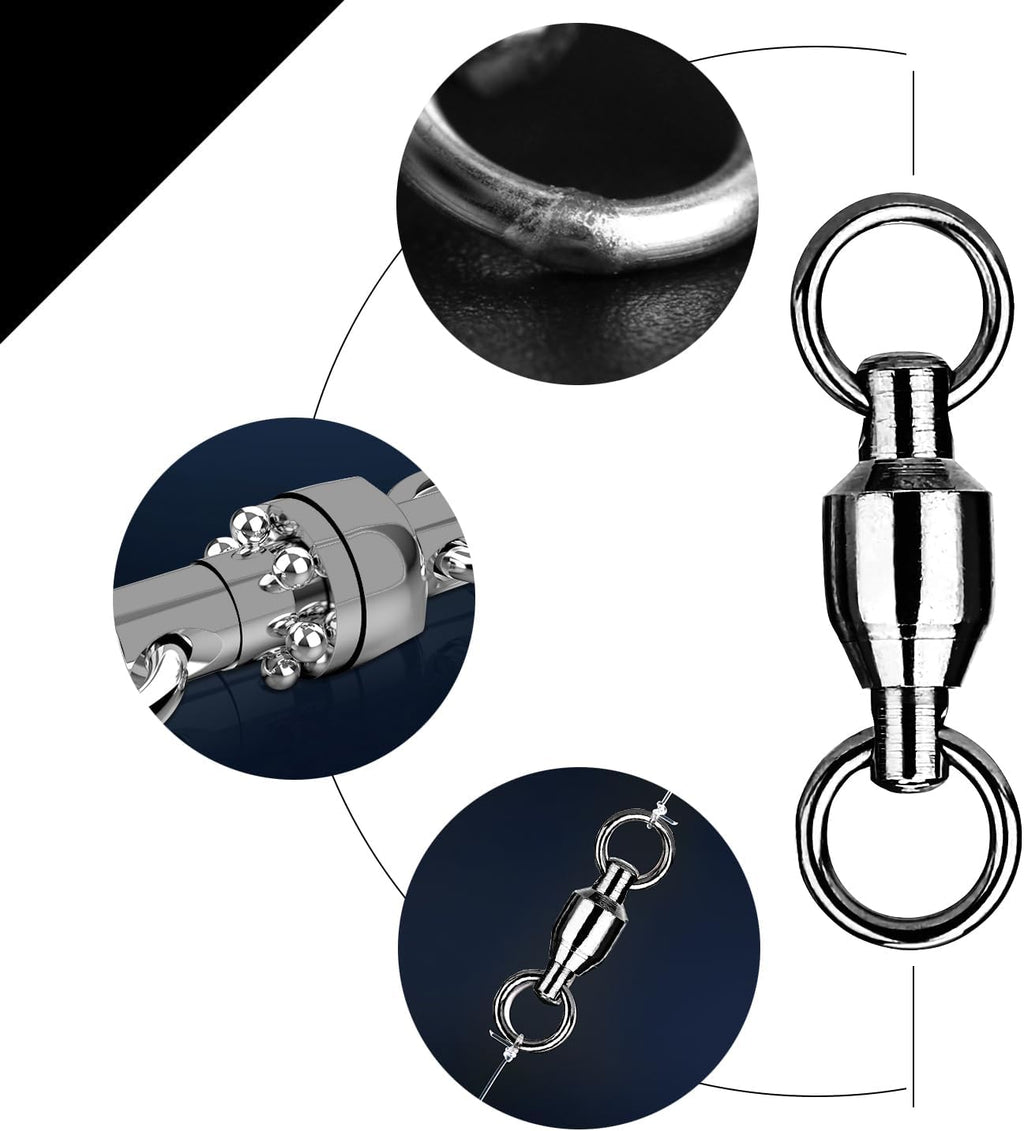 Connector Ball Bearing Swivel Saltwater Barrel Rings Fishing Swivel Bearing Strength Saltwater Fishing Swivels Steel Black Nickel