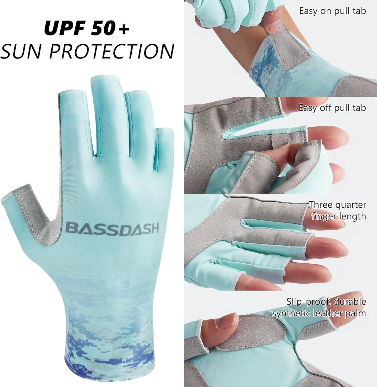ALTIMATE UPF 50+ Women’S Fishing Gloves UV Sun Protection Fingerless Gloves for Kayaking Paddling Hiking Cycling Driving Shooting Training