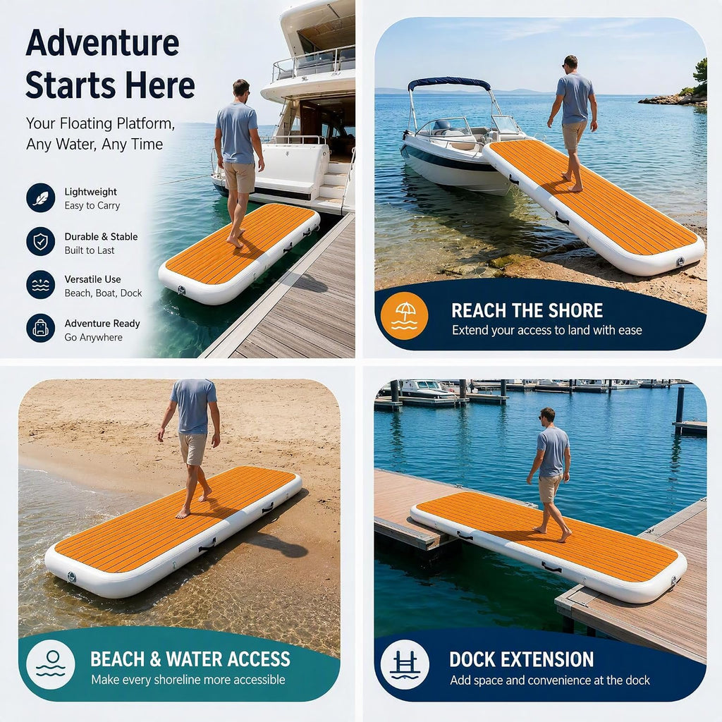 6.6Ft Inflatable Gangway for Boats and Yachts, Inflatable PVC Boat Floating Dock, Easy Setup for Marine Use