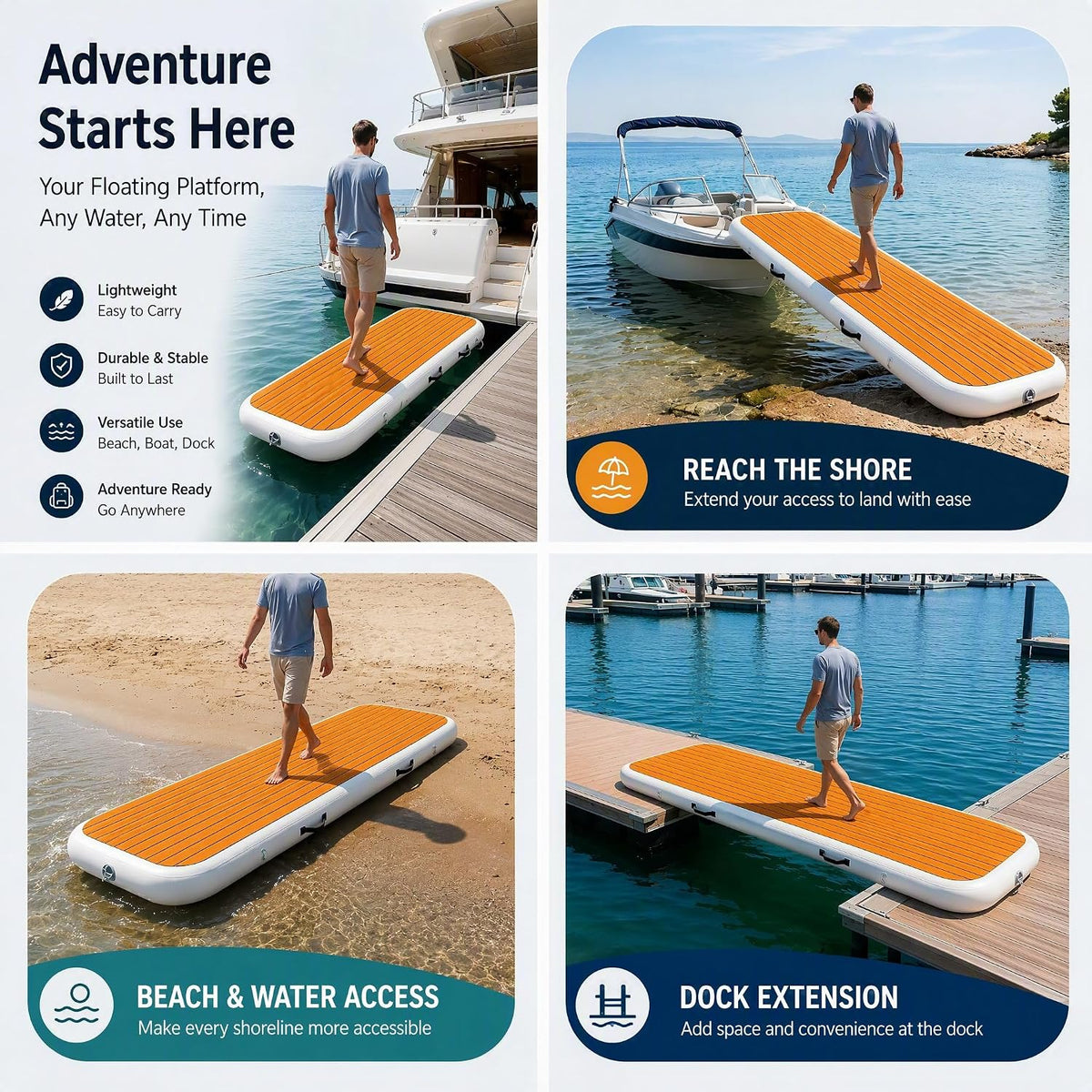 6.6Ft Inflatable Gangway for Boats and Yachts, Inflatable PVC Boat Floating Dock, Easy Setup for Marine Use