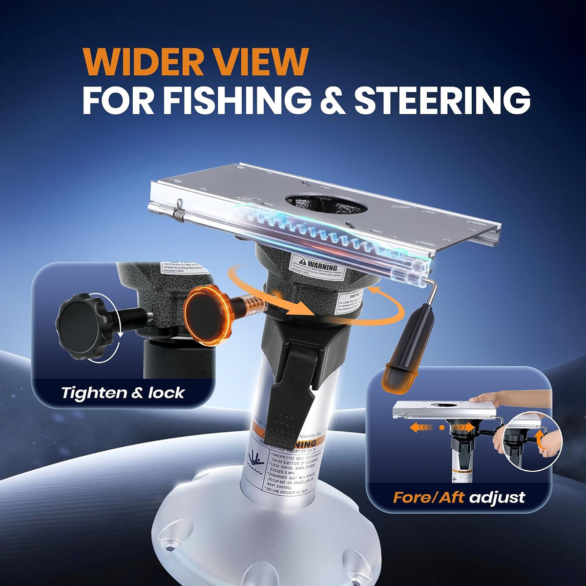 Aluminum Boat Seat Pedestal, Adjustable Height Locking, Boat Seat Pedestals and Bases Mount for Fishing Bass Pontoon Boats