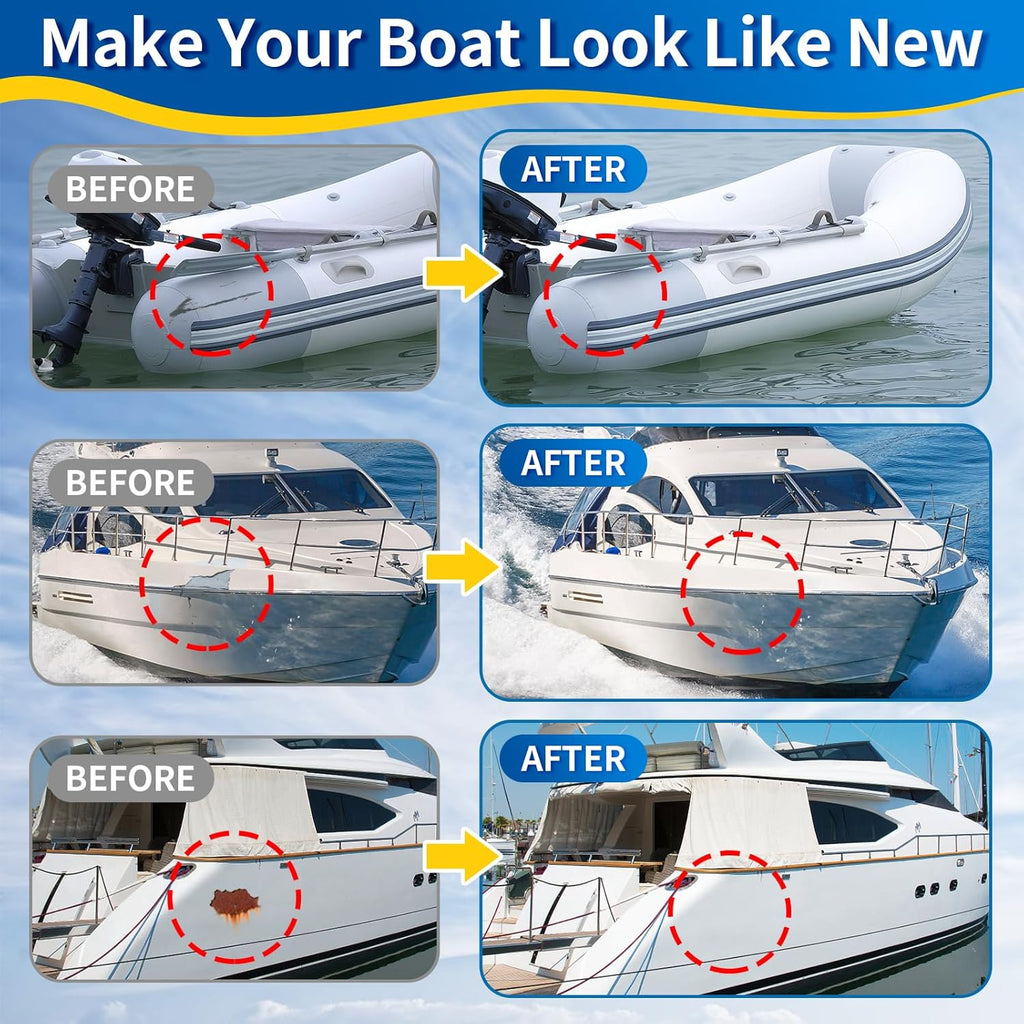 Fiberglass Boat Repair Kit, Marine Fiberglass Repair Kit for Boats, Gel Coat Repair Kit for Boats, Waterproof Epoxy Filler for Fiberglass Boats Fix Holes Chips Pit Cracks (Color Match)