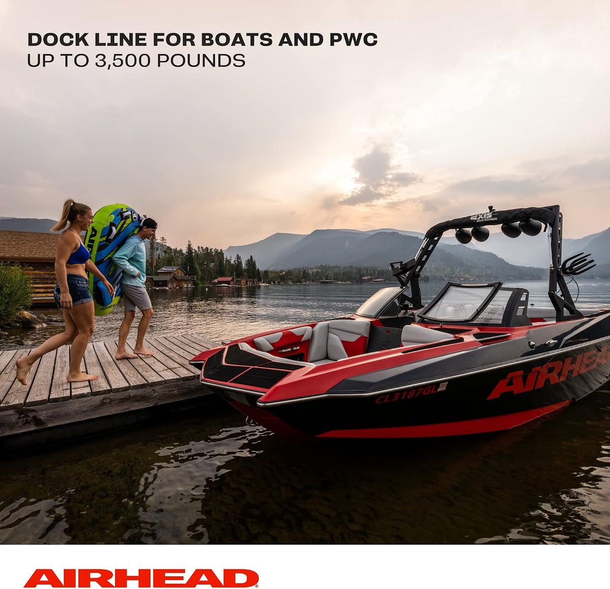 AIRHEAD AHDL-5 Bungee Dock LINE 5', 5-Feet, Black/Blue/Red