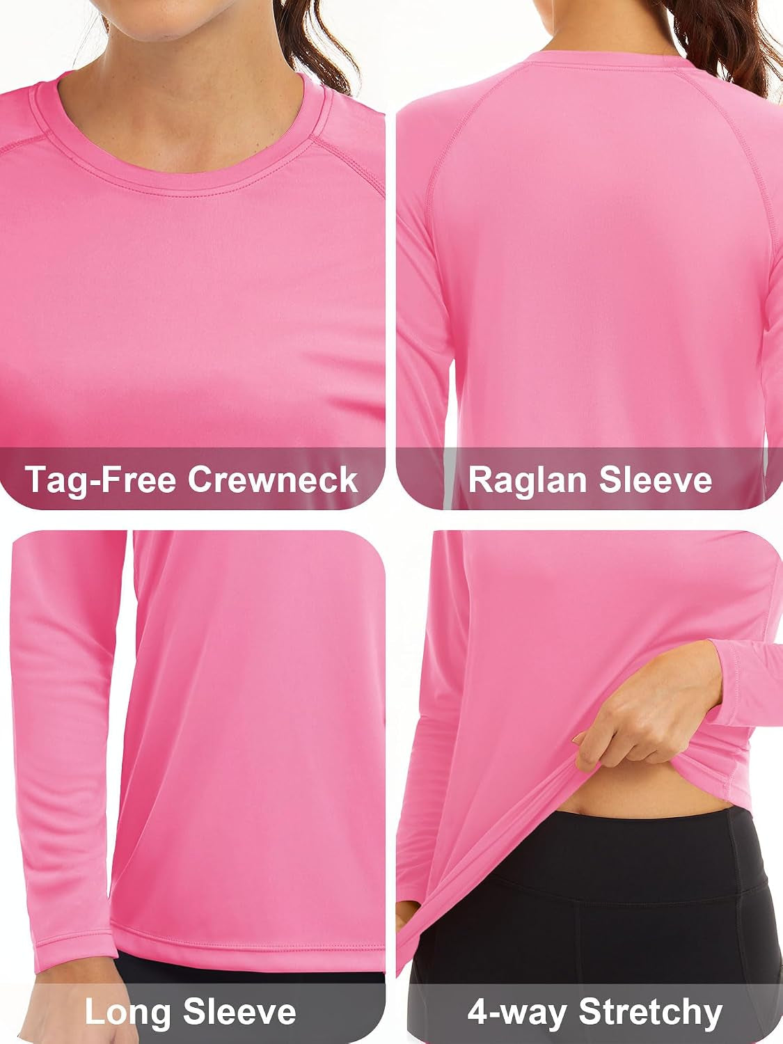 Women'S Long Sleeve Shirts UPF 50+ Sun Protection Shirts for Hiking Fishing Workout Rash Guard