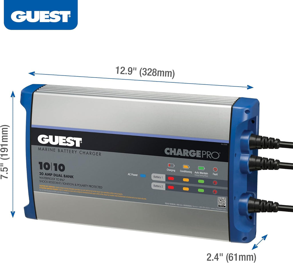 Chargepro 20A 2-Bank Waterproof Onboard Battery Charger