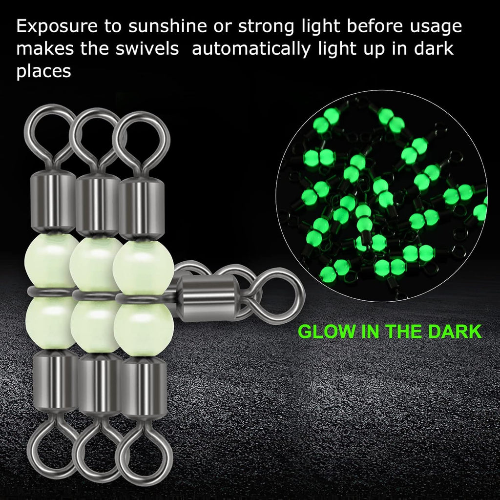 3 Way Fishing Swivels, Rolling Swivels with Luminous Beads