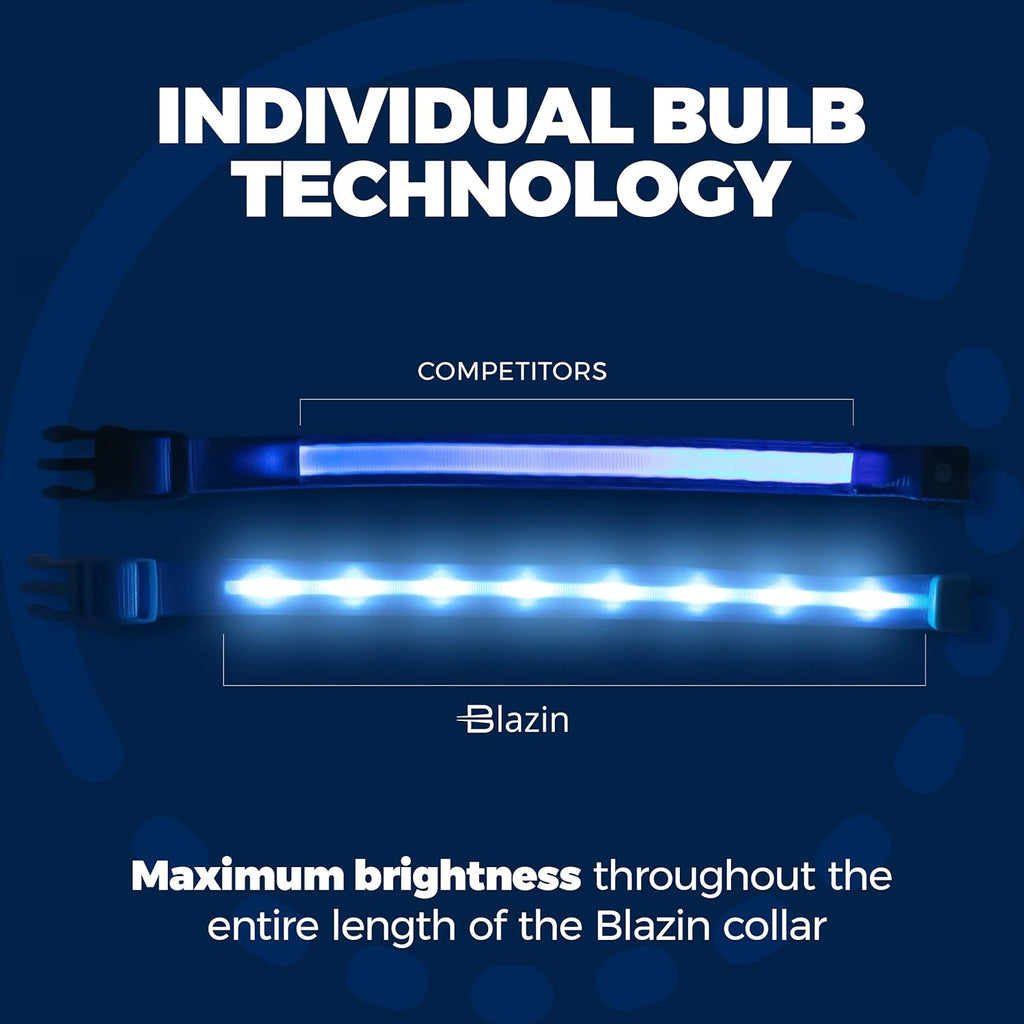 Light up Dog Collar - the Original LED Dog Collar - USB Rechargeable - Waterproof - 1,000 Feet of Visibility - Dog Collar Light for Small, Medium, Large Dogs - US Brand