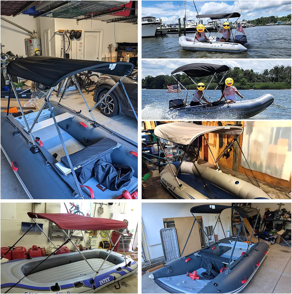 Inflatable Boat Bimini Tops,Rib Canopy Boat Top Cover 1.5Mm Thickness Aluminum Tube with Mounting Hardwares