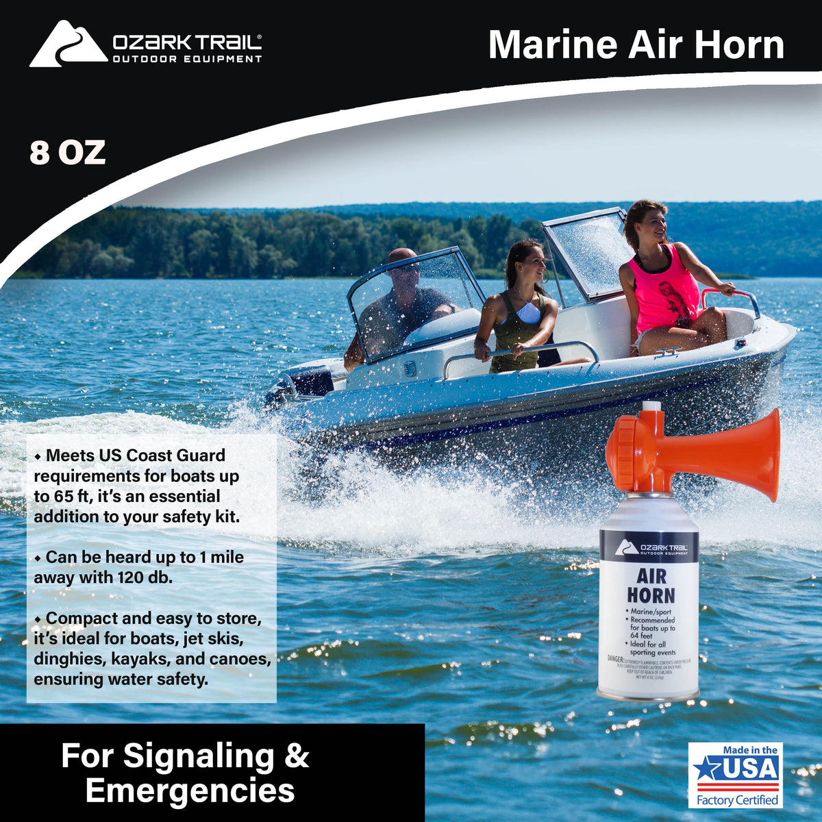 Marine Safety Air Horn, 8 Oz