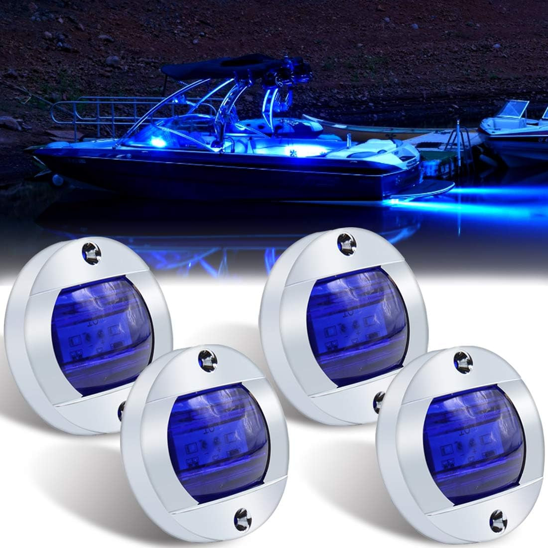 LED Night Fishing Lights - Courtesy, Deck, Navigation Lights for Boats (Blue)