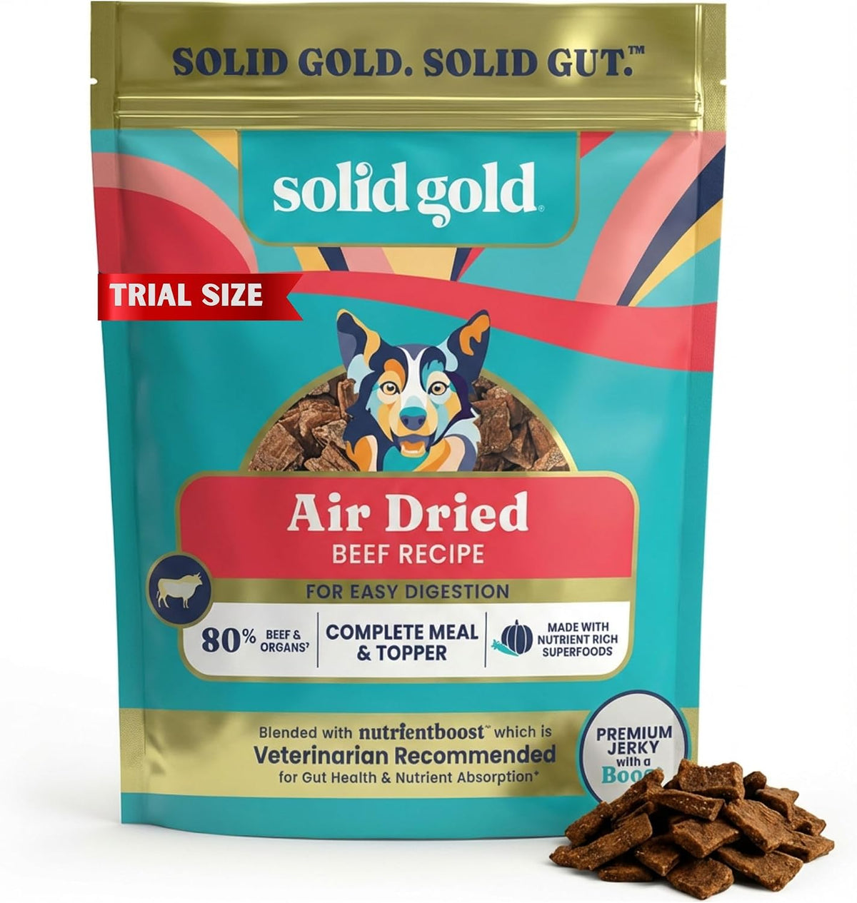 Air Dried Dog Food Topper & Treats for Picky Eaters, Beef, 4Oz