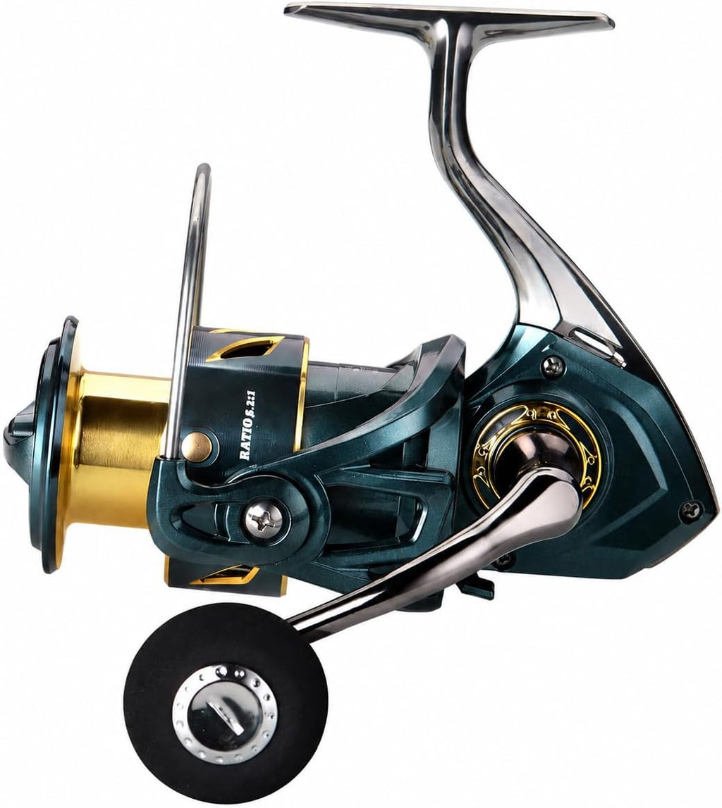 Spinning Fishing Reel – 33Lbs Max Drag, 5.2:1 Gear Ratio, Water Resistant with 9+1 Corrosion-Resistant Bearings for Bass, Trout, Salmon Fishing