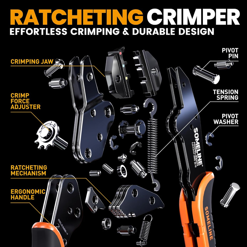 Crimping Tool Kit for Heat Shrink Connectors, 22-10 AWG, 18 Types