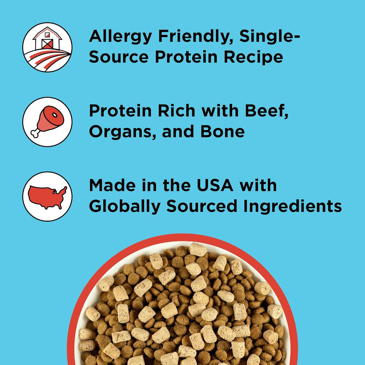 Liberty Freeze Dried Dog Food Topper + Dog Treat, Beef Recipe, 4.5 Oz - 98% Meat and Organs, No Fillers - Pantry-Friendly Raw Treat or Food Topper - USA Made in Small Batches