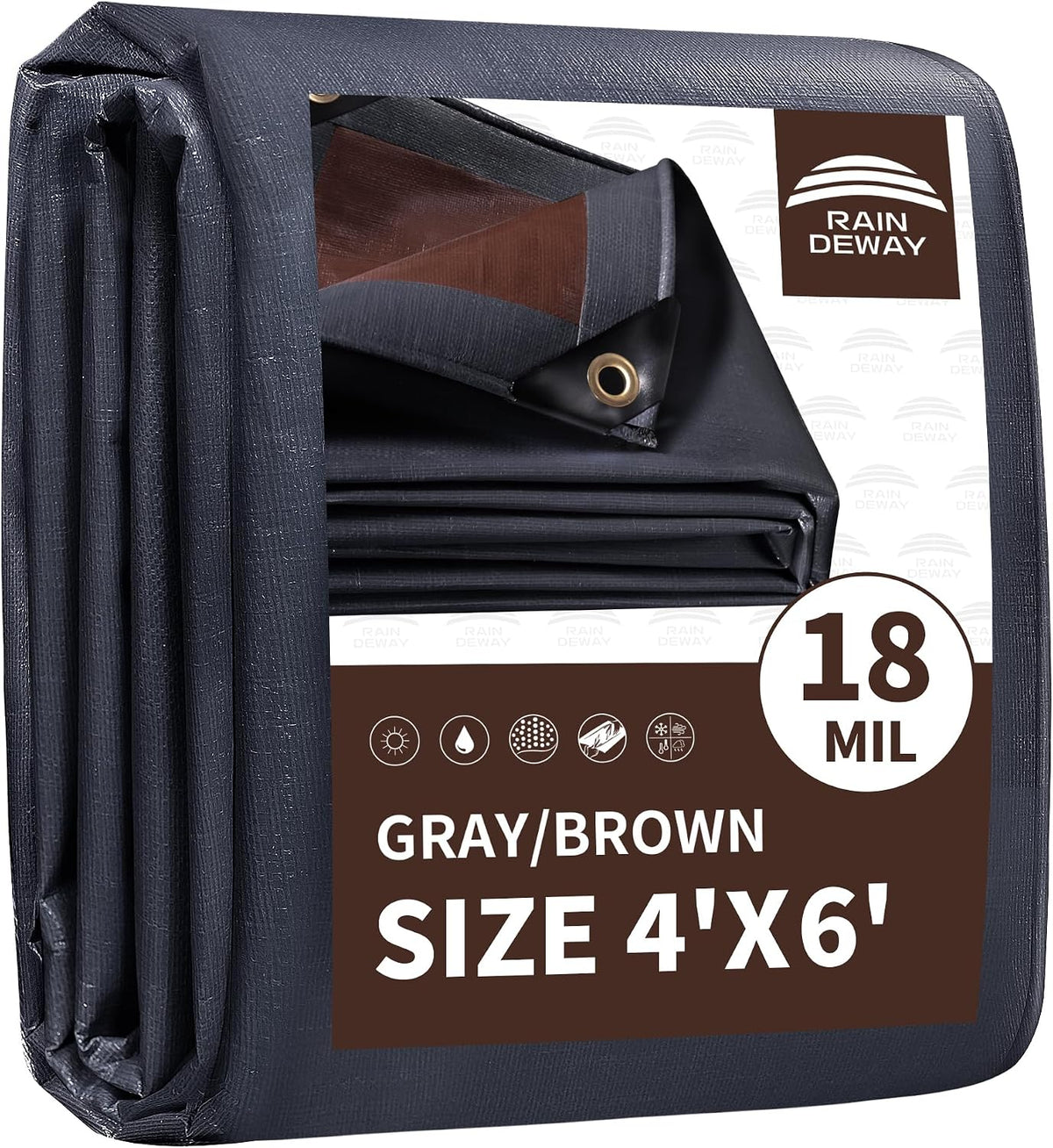 Small Tarps 4X6 Feet Super Heavy Duty Tarp Waterproof Gray/Brown
